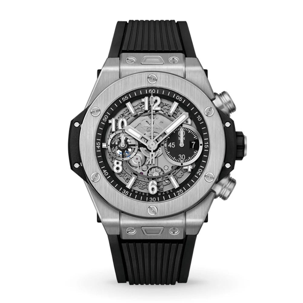 Titan Obsidian Skeleton Chronograph 44 – Brushed Steel Phantom