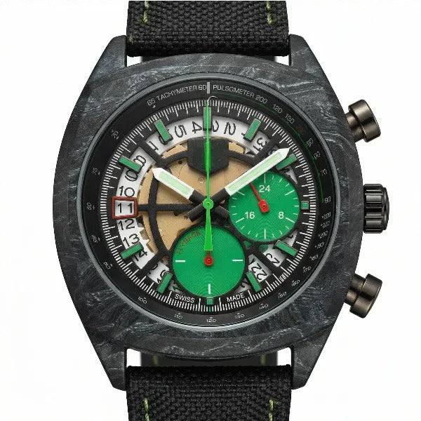 Obsidian Emerald Carbon Chronograph 44 – Racing Green