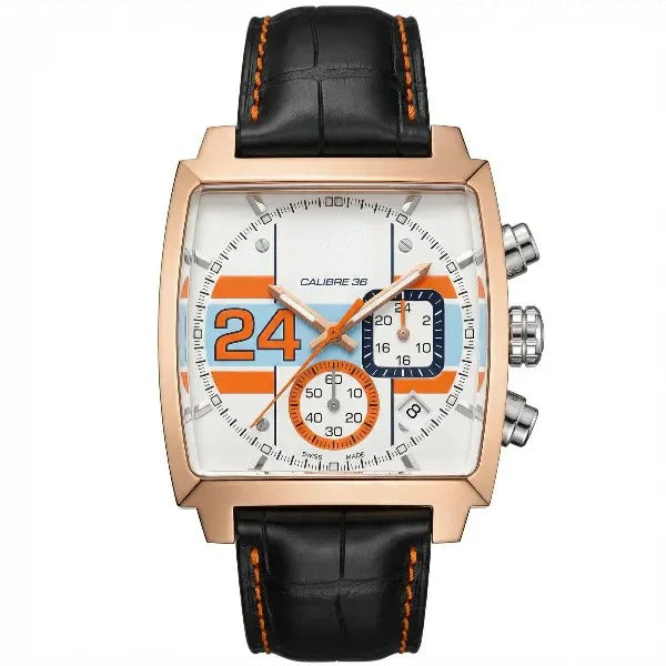 Veltrix Rose Ivory Monaco 42 – Racing Orange Dial