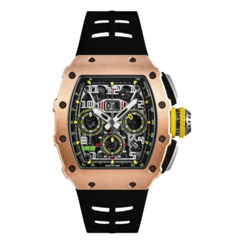 Titan Rose Skeleton 44 – Black Rubber Strap