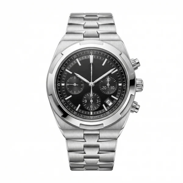 Valther Midnight Steel Chronograph 42 – Black Dial