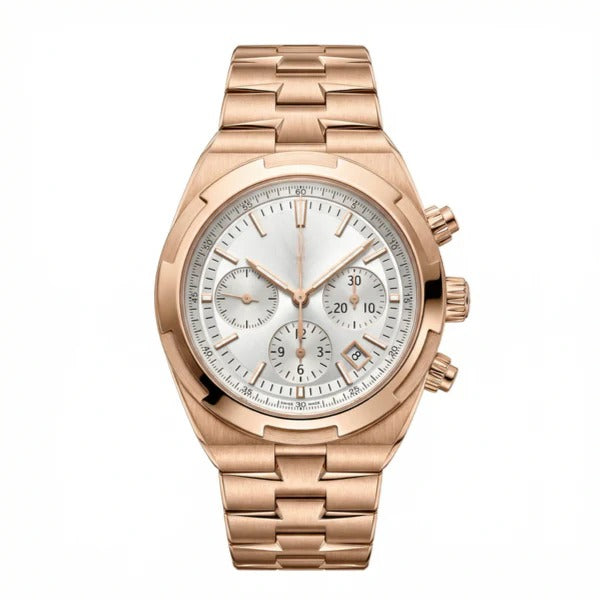 Veltrix Rose Ivory Chronograph 42 – Silver Champagne