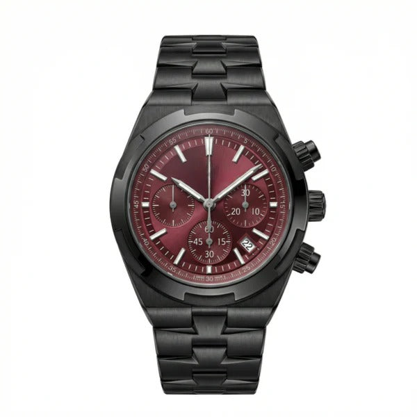 Obsidian Bordeaux Carbon Chronograph 44 – Burgundy Skeleton