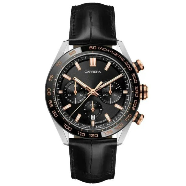 Veltrix Noir Racing Chronograph 42 – Rose Gold Accent