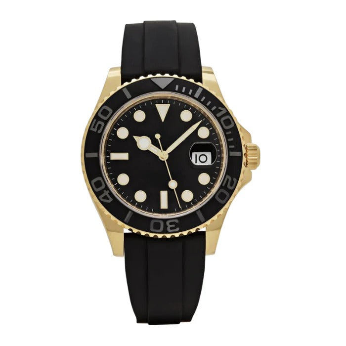 Imperium Noir Diver 42 – Gold Rubber Strap