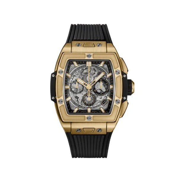 Veltrix Gold Skeleton Chronograph 42 – Black Flex Strap